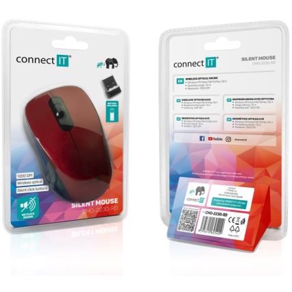 CONNECT IT CMO-2230-RD - Trådløs mus MUTE 1200 DPI 1xAA sort/rød