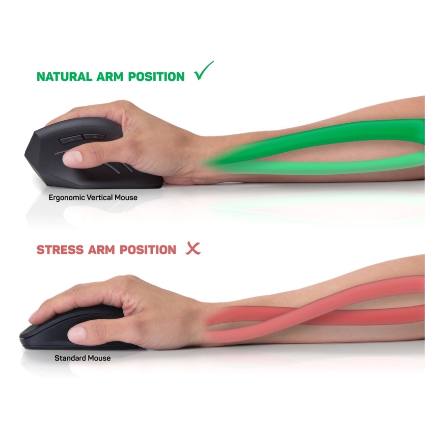 CONNECT IT CMO-2500-BK - Ergonomisk kablet mus Verti Wire 1000/1600 DPI sort