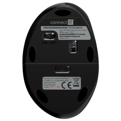 CONNECT IT CMO-2600-BK - Ergonomisk trådløs mus 800/1200/1600 DPI 1xAA sort