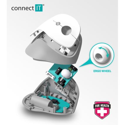CONNECT IT CMO-2700-WH - Ergonomisk trådløs mus 800/1200/1600 DPI 1xAA hvid
