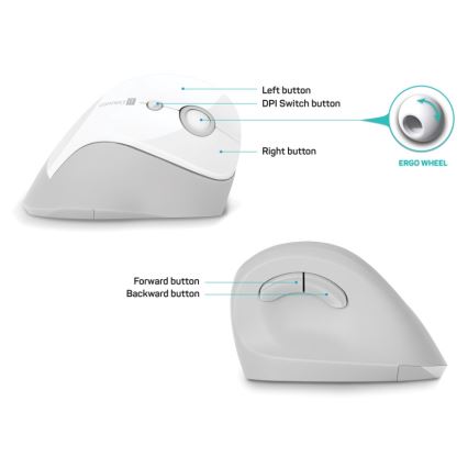 CONNECT IT CMO-2700-WH - Ergonomisk trådløs mus 800/1200/1600 DPI 1xAA hvid