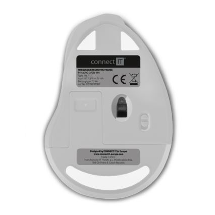 CONNECT IT CMO-2700-WH - Ergonomisk trådløs mus 800/1200/1600 DPI 1xAA hvid