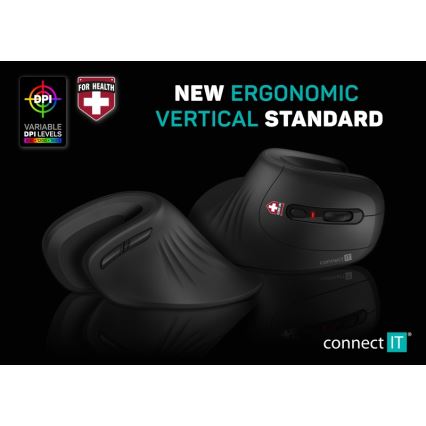 CONNECT IT CMO-2900-BK - Ergonomisk trådløs mus 800/1200/1600 DPI 1xAA sort