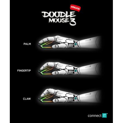 CONNECT IT CMO-3530-DD - Trådløs LED gaming-mus m. RGB-farver genopladelig 800/1200/1600/2400/4800 DPI 600 mAh sort