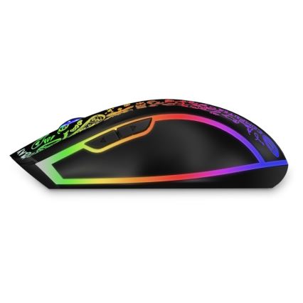 CONNECT IT CMO-3530-DD - Trådløs LED gaming-mus m. RGB-farver genopladelig 800/1200/1600/2400/4800 DPI 600 mAh sort