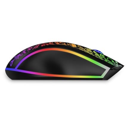 CONNECT IT CMO-3530-DD - Trådløs LED gaming-mus m. RGB-farver genopladelig 800/1200/1600/2400/4800 DPI 600 mAh sort