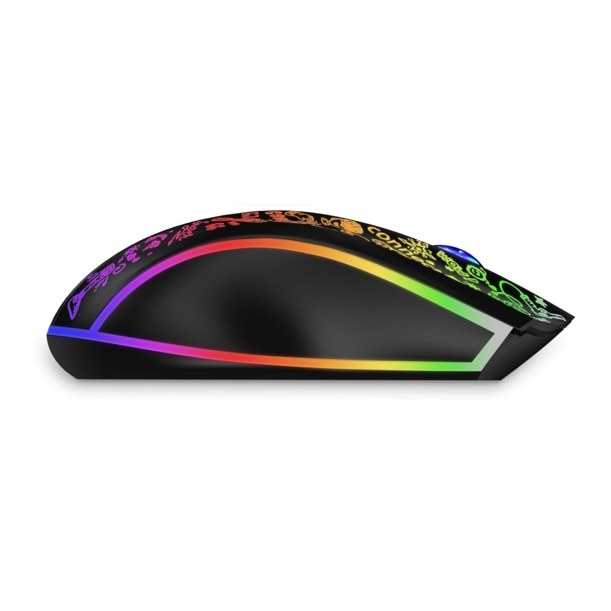 CONNECT IT CMO-3530-DD - Trådløs LED gaming-mus m. RGB-farver genopladelig 800/1200/1600/2400/4800 DPI 600 mAh sort