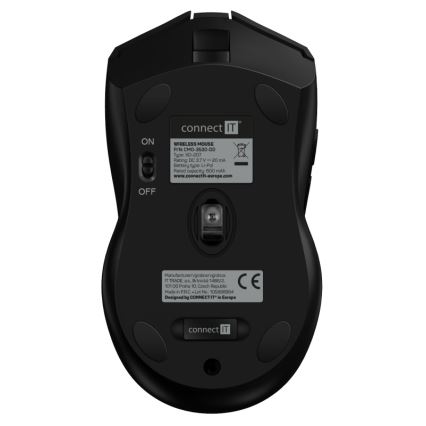 CONNECT IT CMO-3530-DD - Trådløs LED gaming-mus m. RGB-farver genopladelig 800/1200/1600/2400/4800 DPI 600 mAh sort