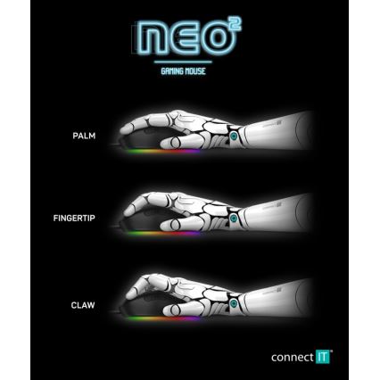 CONNECT IT CMO-3589-BK - LED gaming-mus m. ledning og RGB-farver 200-7200 DPI sort