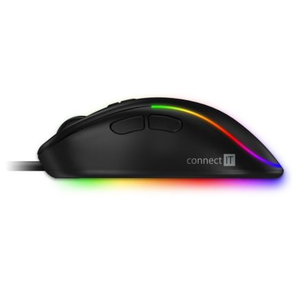 CONNECT IT CMO-3589-BK - LED gaming-mus m. ledning og RGB-farver 200-7200 DPI sort