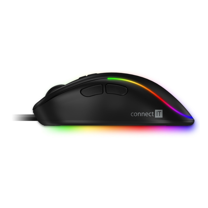 CONNECT IT CMO-3589-BK - LED gaming-mus m. ledning og RGB-farver 200-7200 DPI sort
