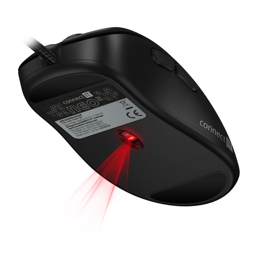 CONNECT IT CMO-3589-BK - LED gaming-mus m. ledning og RGB-farver 200-7200 DPI sort