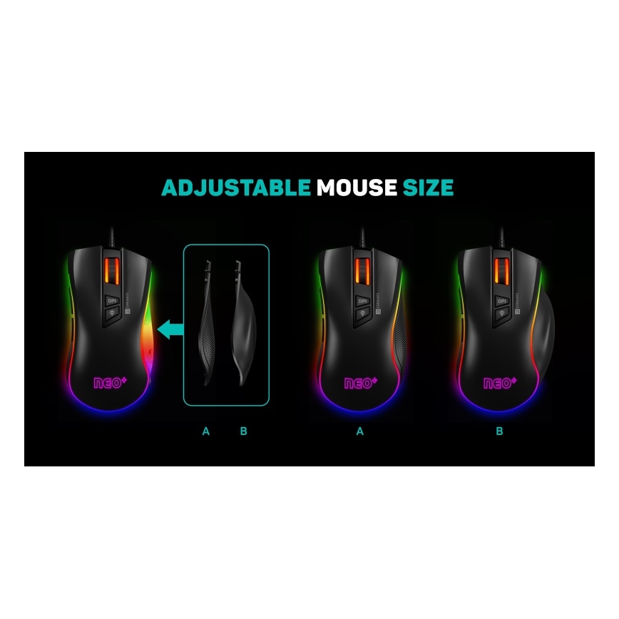 CONNECT IT CMO-3591-BK - LED gamingmus m. ledning og RGB-farver 500-7200 DPI sort