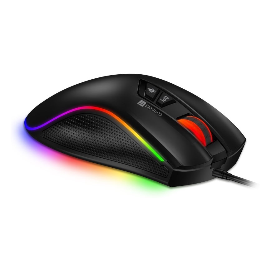 CONNECT IT CMO-3591-BK - LED gamingmus m. ledning og RGB-farver 500-7200 DPI sort