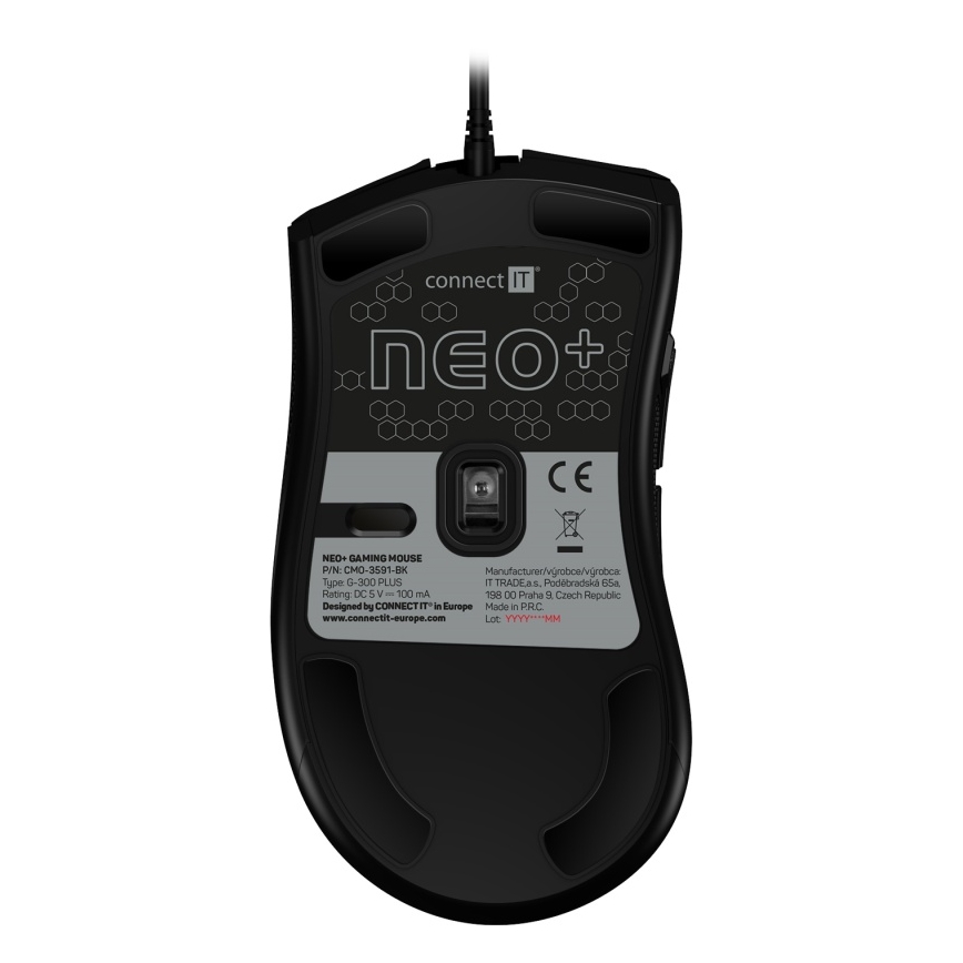 CONNECT IT CMO-3591-BK - LED gamingmus m. ledning og RGB-farver 500-7200 DPI sort