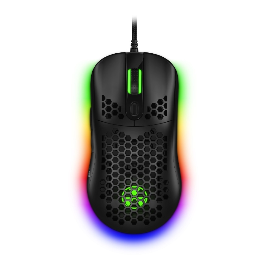 CONNECT IT CMO-5511-BK - LED gamingmus m. ledning og RGB-farver 200-12800 DPI sort