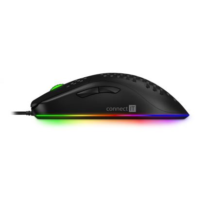 CONNECT IT CMO-5511-BK - LED gamingmus m. ledning og RGB-farver 200-12800 DPI sort