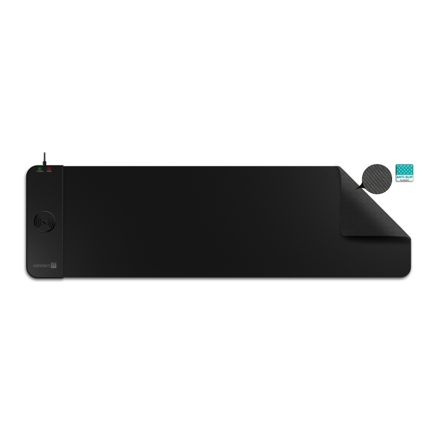 CONNECT IT CMP-2500-LG - Tastaturmåtte og mus med Qi trådløs opladning 80x30 cm sort