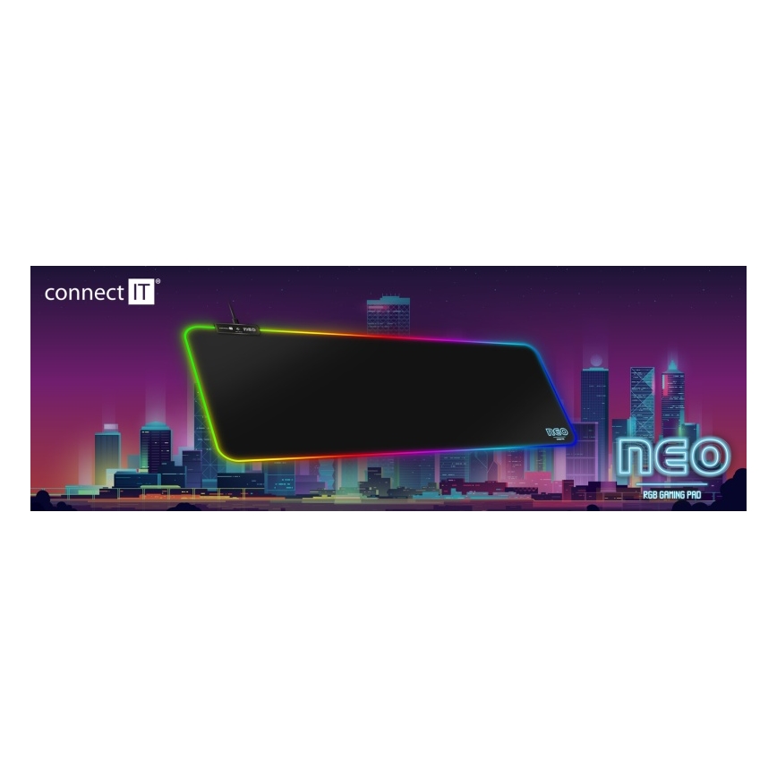 CONNECT IT CMP-3100-LG - LED tastatur og musemåtte til gaming m. RGB-farver 80x30 cm