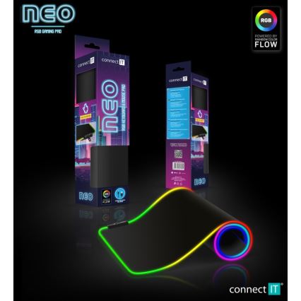 CONNECT IT CMP-3100-LG - LED tastatur og musemåtte til gaming m. RGB-farver 80x30 cm