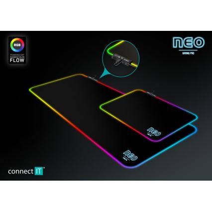 CONNECT IT CMP-3100-SM - LED musemåtte til gaming m. RGB-farver 32x24,5 cm sort