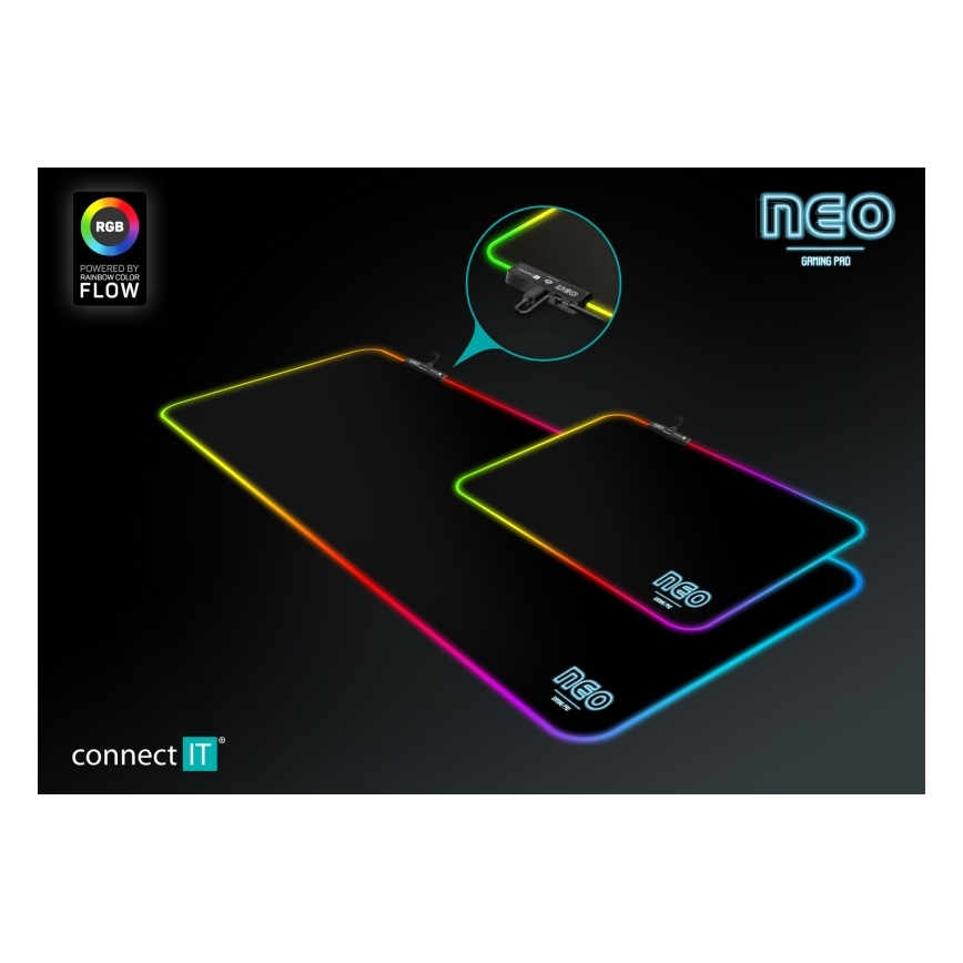 CONNECT IT CMP-3100-SM - LED musemåtte til gaming m. RGB-farver 32x24,5 cm sort