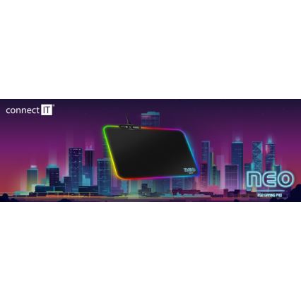 CONNECT IT CMP-3100-SM - LED musemåtte til gaming m. RGB-farver 32x24,5 cm sort