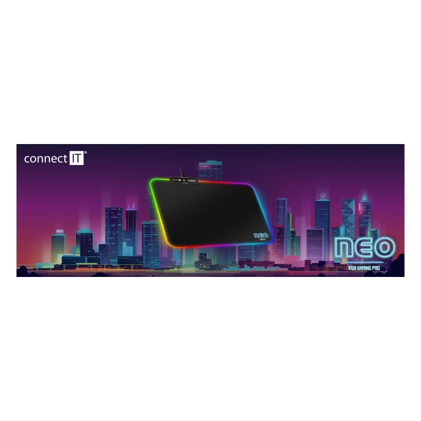 CONNECT IT CMP-3100-SM - LED musemåtte til gaming m. RGB-farver 32x24,5 cm sort