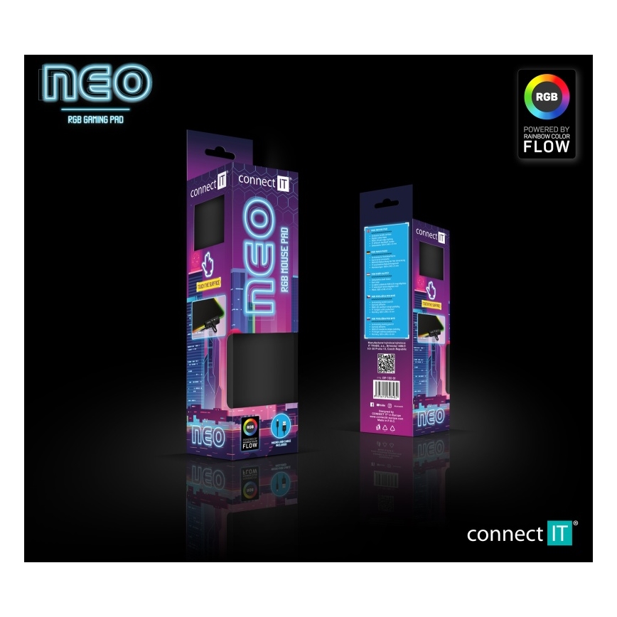 CONNECT IT CMP-3100-SM - LED musemåtte til gaming m. RGB-farver 32x24,5 cm sort