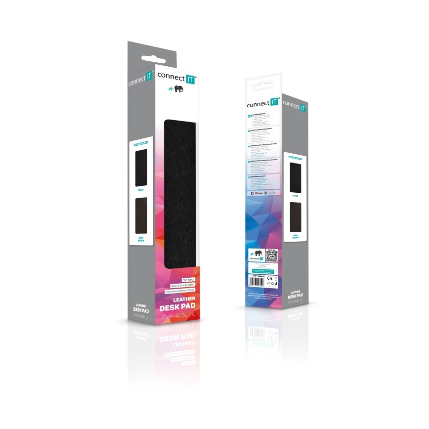 CONNECT IT CMP-4030-LG - Dobbeltsidet muse- og tastaturmåtte 90x40 cm sort/brun