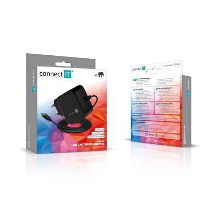 CONNECT IT CNP-1660-BK - Universel strømadapter til laptops USB-C 67W