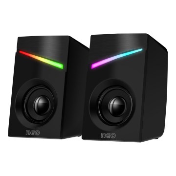 CONNECT IT CSP-1100-BK - 2x LED gaming-højtalere m. RGB-farver 6W/5V sort