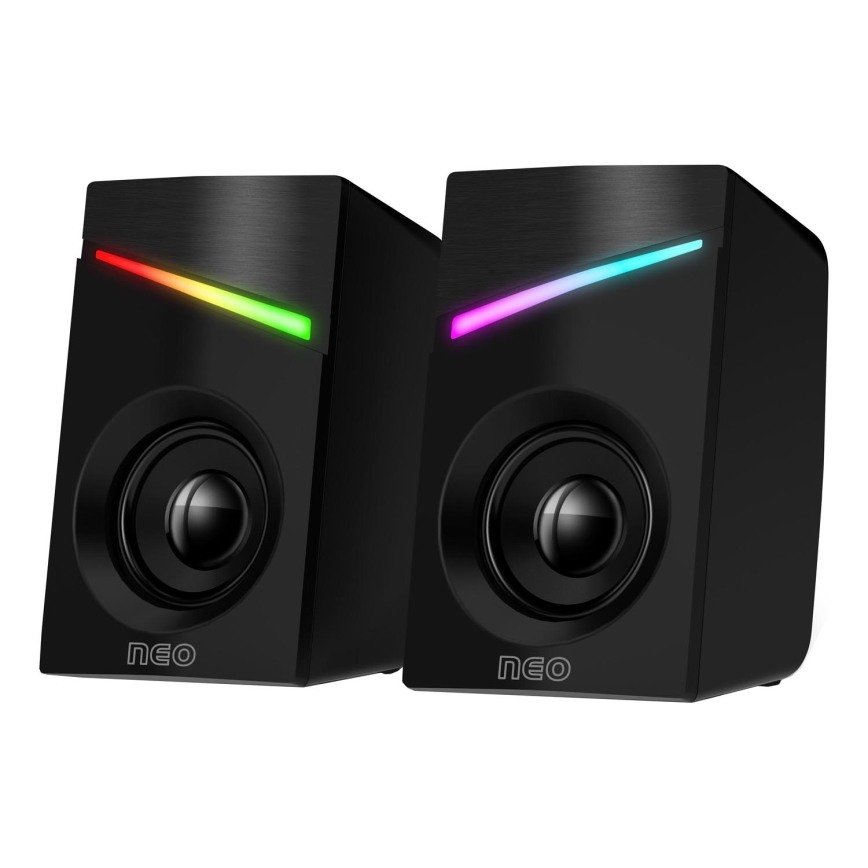 CONNECT IT CSP-1100-BK - 2x LED gaming-højtalere m. RGB-farver 6W/5V sort