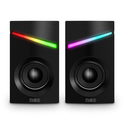 CONNECT IT CSP-1100-BK - 2x LED gaming-højtalere m. RGB-farver 6W/5V sort