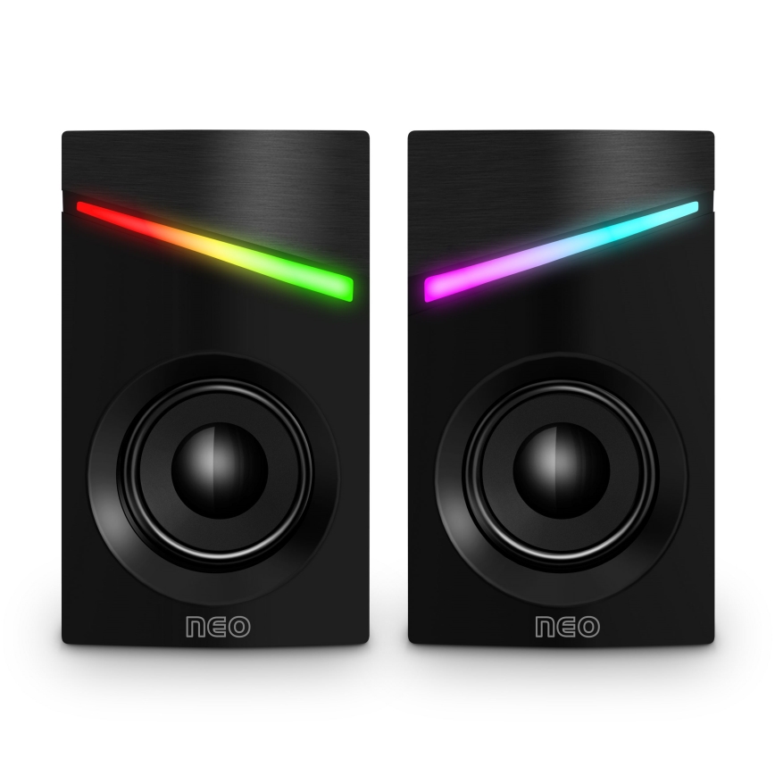CONNECT IT CSP-1100-BK - 2x LED gaming-højtalere m. RGB-farver 6W/5V sort