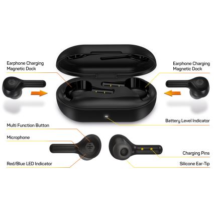 CONNECT IT HEP-5300-BK - Trådløse høretelefoner med mikrofon 300 mAh sort