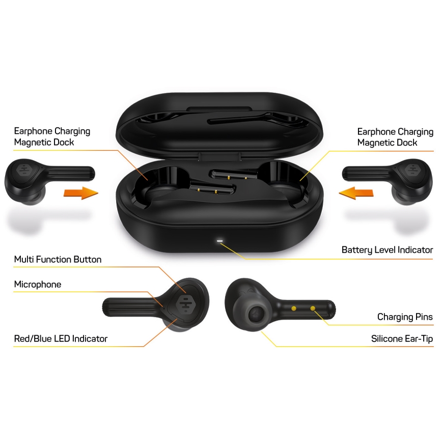 CONNECT IT HEP-5300-BK - Trådløse høretelefoner med mikrofon 300 mAh sort