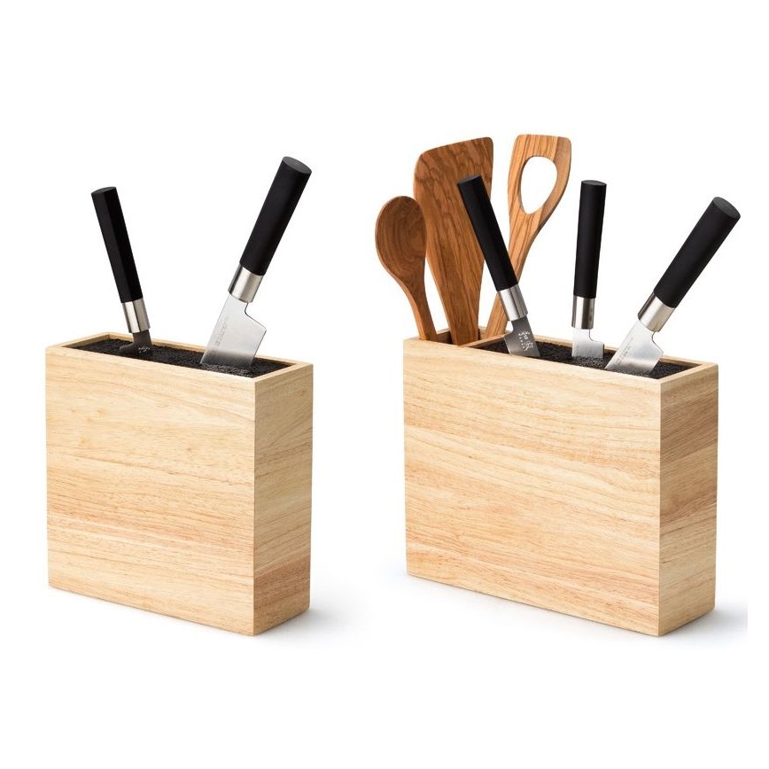 Continenta C3314 - Knivblok med fleksibel indsats 22x9x21,5 cm gummitræ