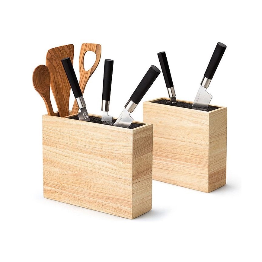 Continenta C3314 - Knivblok med fleksibel indsats 22x9x21,5 cm gummitræ