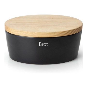 Continenta C3730 - Brødkasse med låg 30x23 cm sort/gummitræ