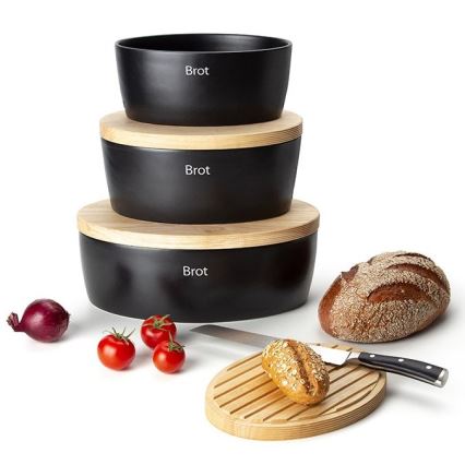 Continenta C3730 - Brødkasse med låg 30x23 cm sort/gummitræ