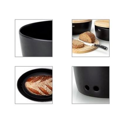 Continenta C3730 - Brødkasse med låg 30x23 cm sort/gummitræ