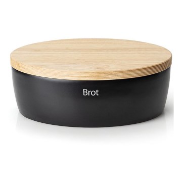 Continenta C3732 - Brødkasse med låg 36x23 cm sort/gummitræ