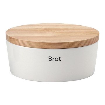 Continenta C3930 - Brødkasse med låg 30x23 cm hvid/gummitræ
