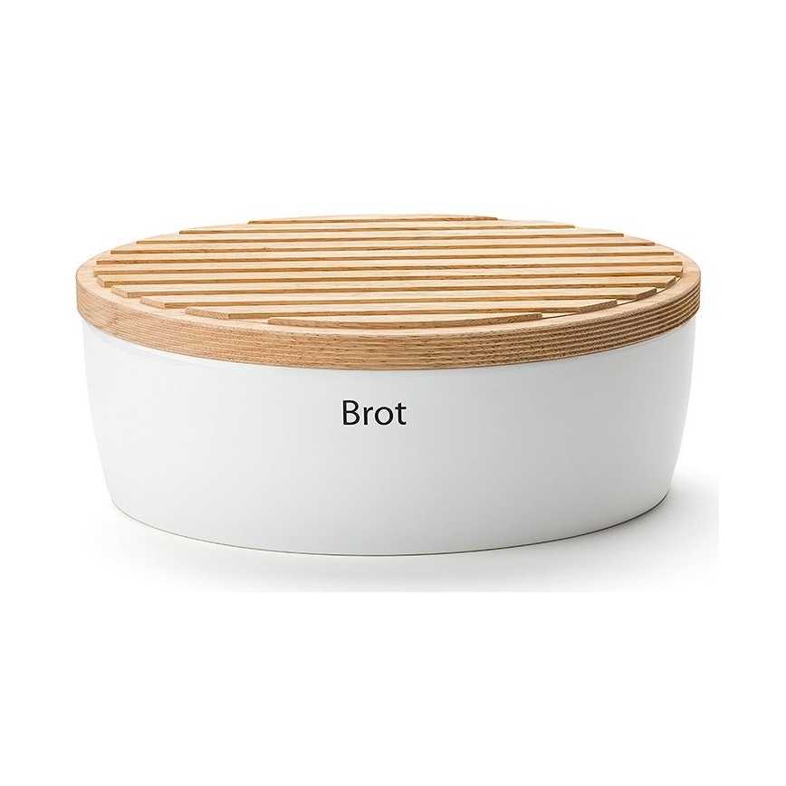 Continenta C3930 - Brødkasse med låg 30x23 cm hvid/gummitræ