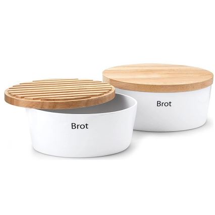 Continenta C3930 - Brødkasse med låg 30x23 cm hvid/gummitræ