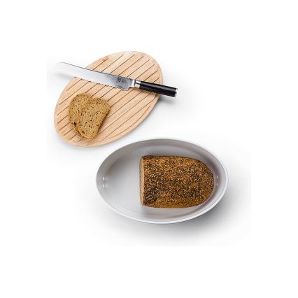 Continenta C3931 - Brødkasse med låg 27x20 cm hvid/gummitræ