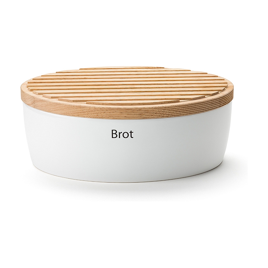 Continenta C3931 - Brødkasse med låg 27x20 cm hvid/gummitræ
