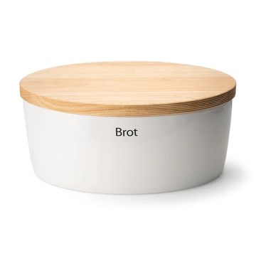 Continenta C3936 - Brødkasse med låg 36x23 cm hvid/gummitræ