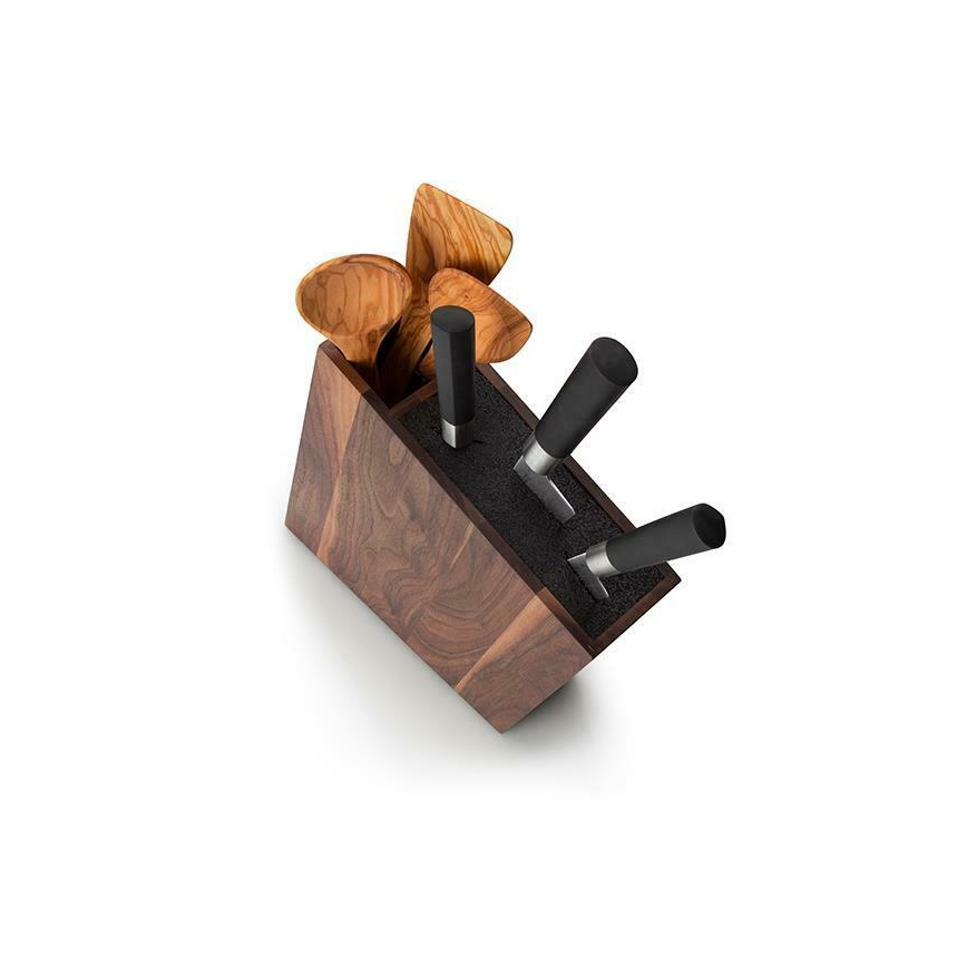 Continenta C4251- Knivblok med fleksibel indsats og rum 31x8x24,5 cm valnød